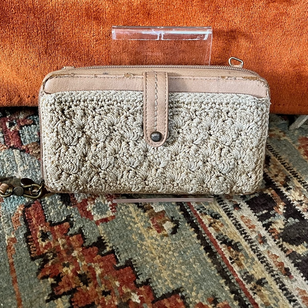 The Sak Women’s Beige Wallet with Crochet Lace Accent